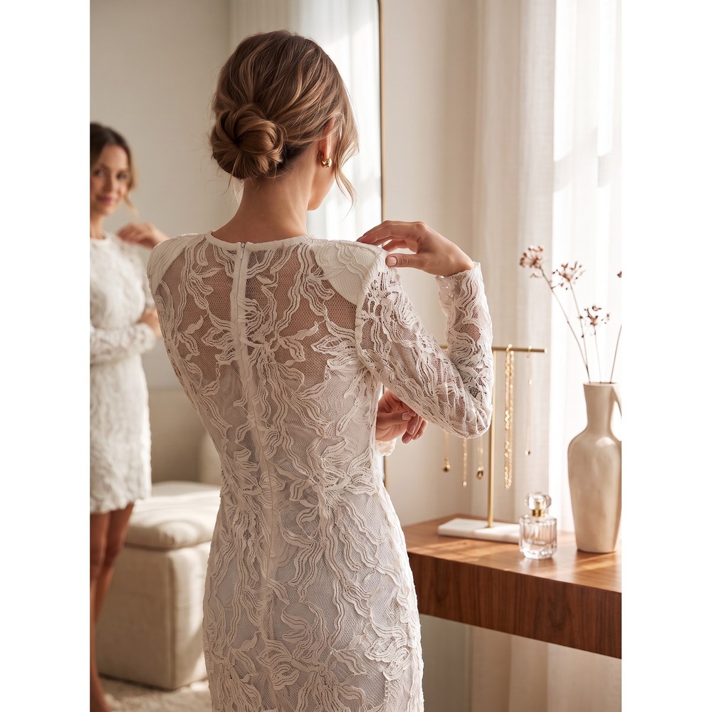 Coquette Manning Cartell Sheer Lace Mini Dress White Bride Bachelorette Party